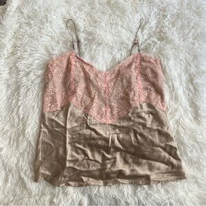 GAP Y2K Silk Lace Camisole Cami Tank Top Small Pink Nude Coquette Feminine Fairy